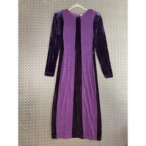 Vintage Joseph Ribkoff Long Sleeve‎ Velvet Dress Women's Purple Whimsigoth Sz 8